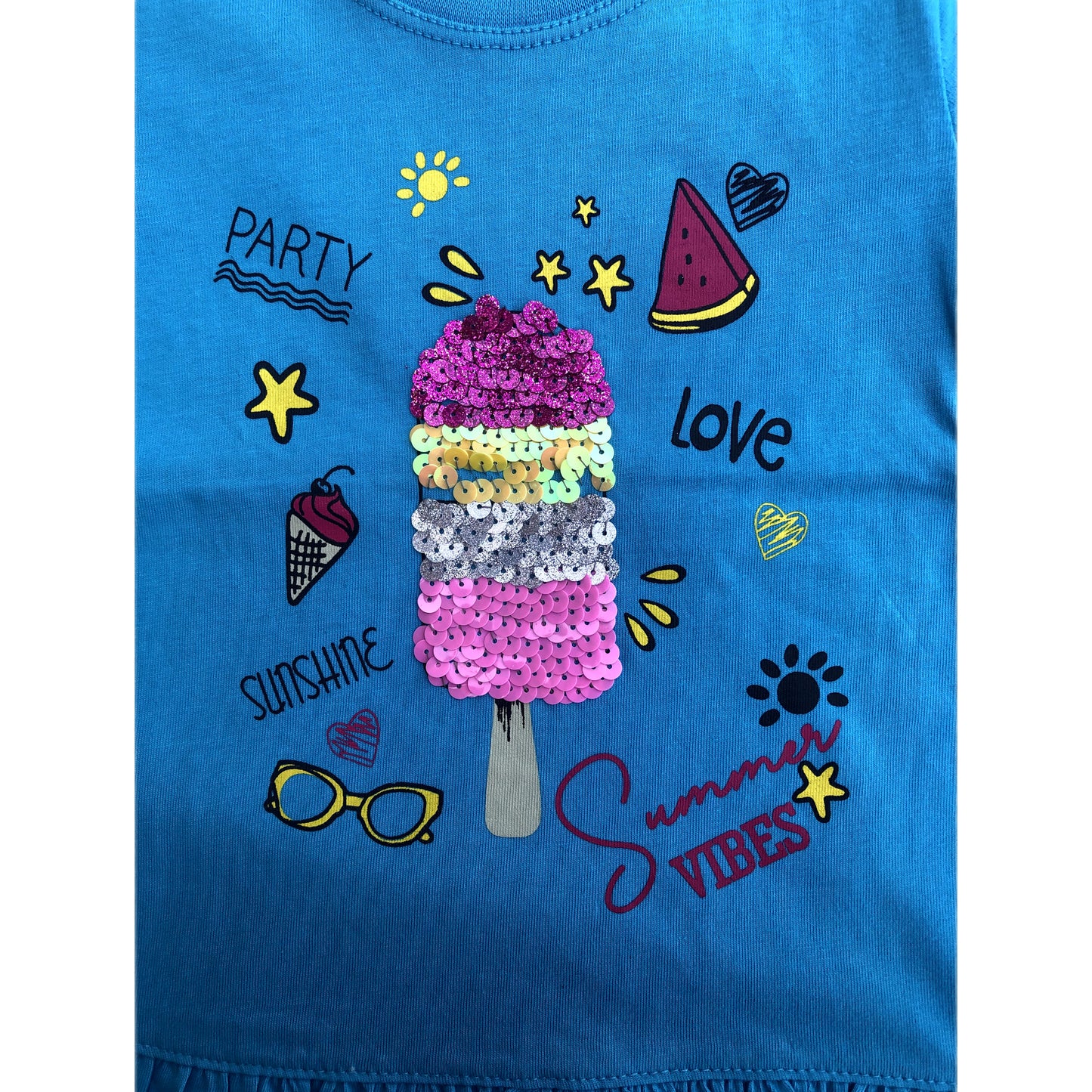 SEQUIN ICE CREAM SUMMER GRAPHIC T-SHIRT