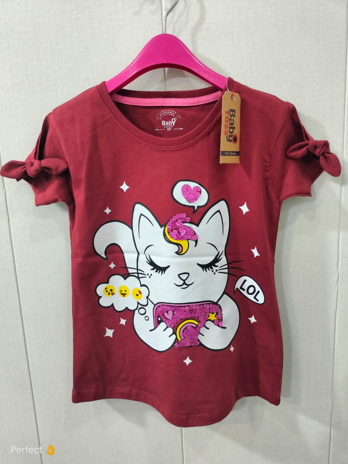 BABY TOSS SEQUIN KITTY GRAPHICS T-SHIRT