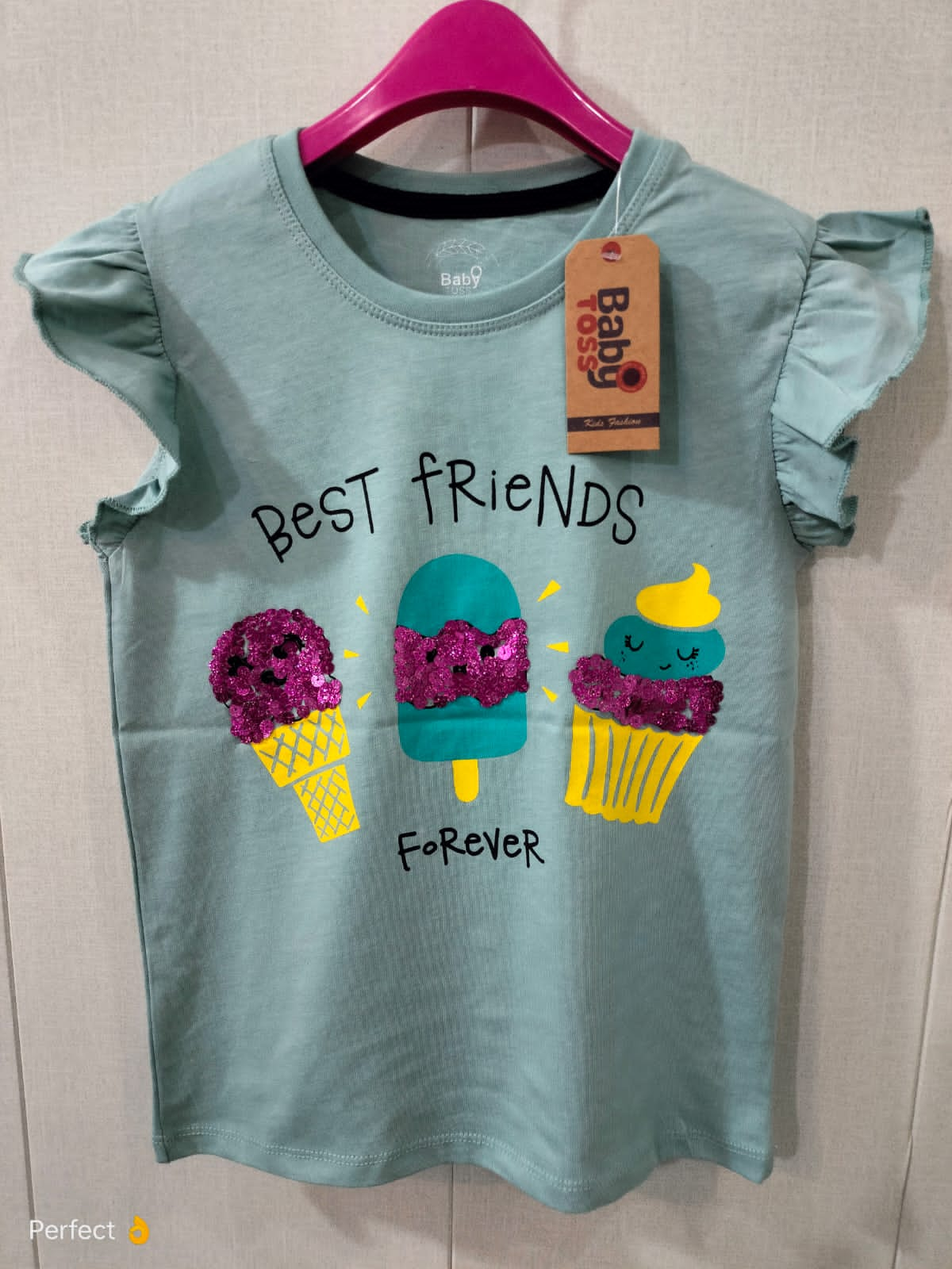 BABY TOSS SEQUIN ICE CREAM GRAPHICS T-SHIRT