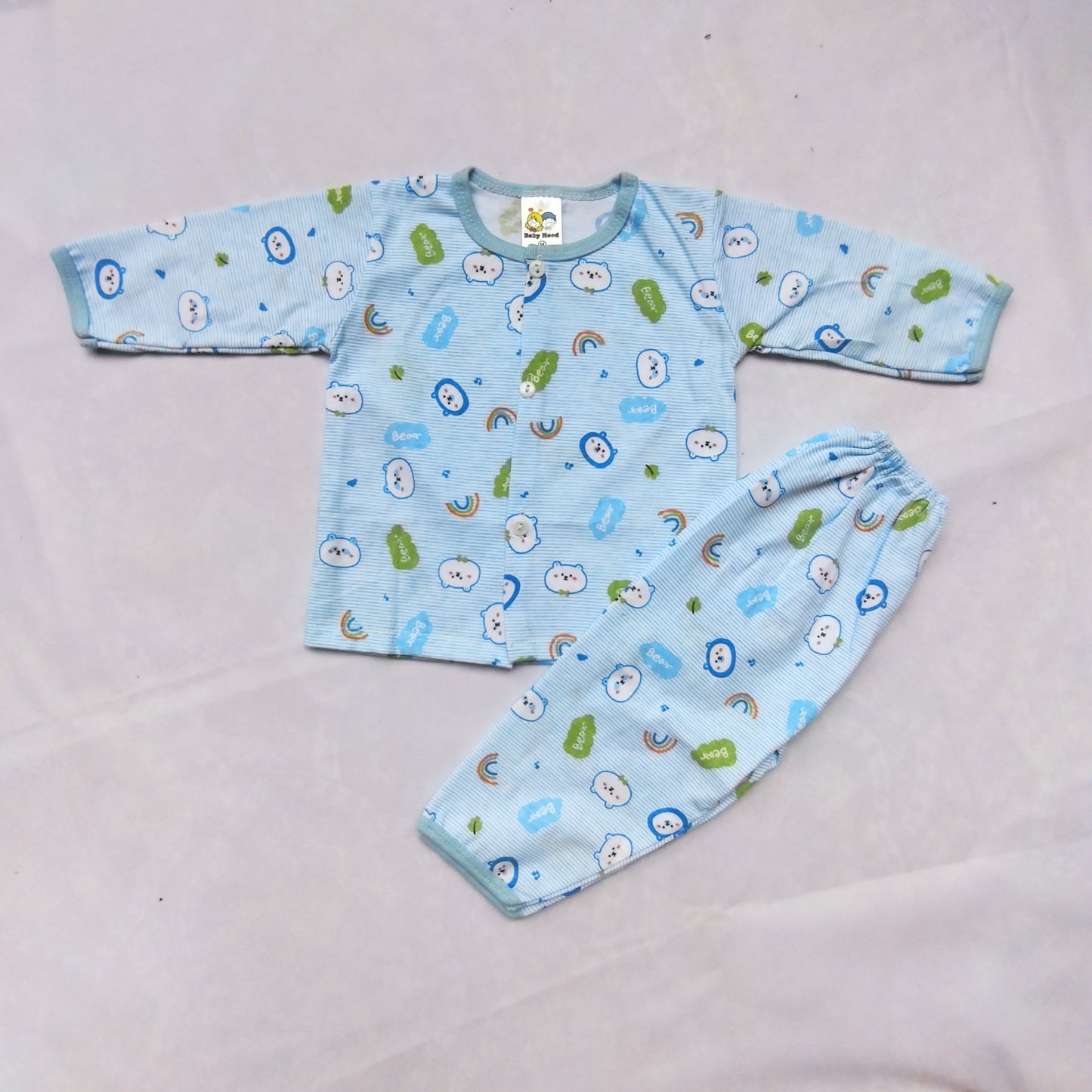 BABY HOOD BEAR PRINTED 2 PC SUITE