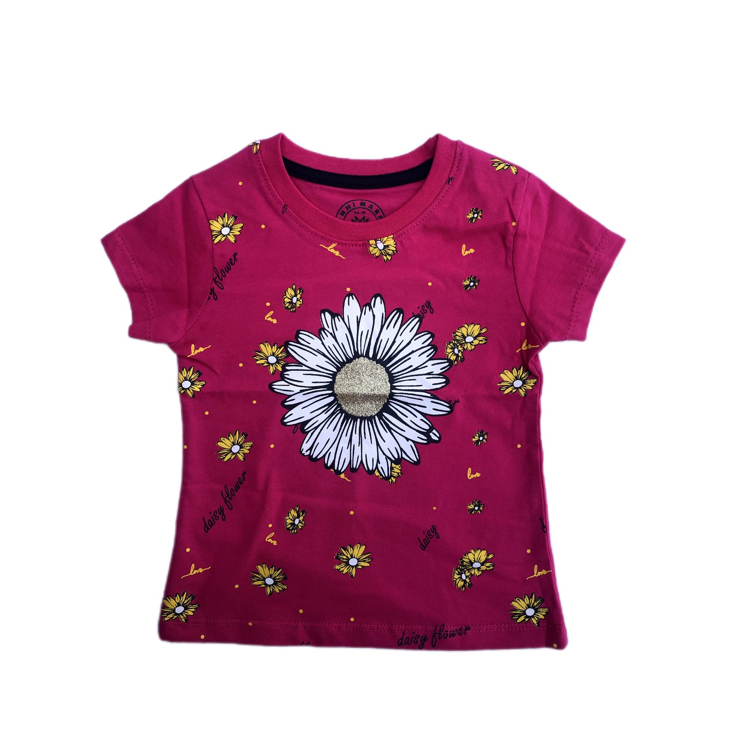 DAISY FLOWER GLITTER GRAPHIC T-SHIRT