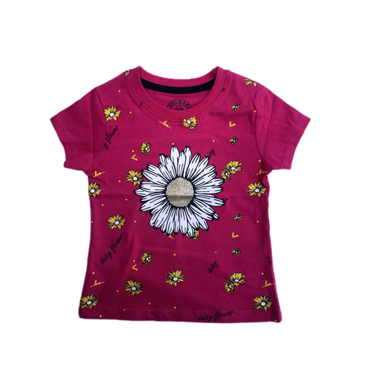 DAISY FLOWER GLITTER GRAPHIC T-SHIRT