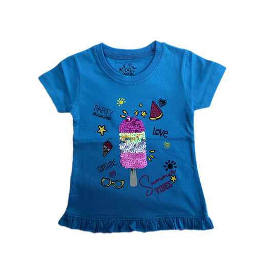 SEQUIN ICE CREAM SUMMER GRAPHIC T-SHIRT