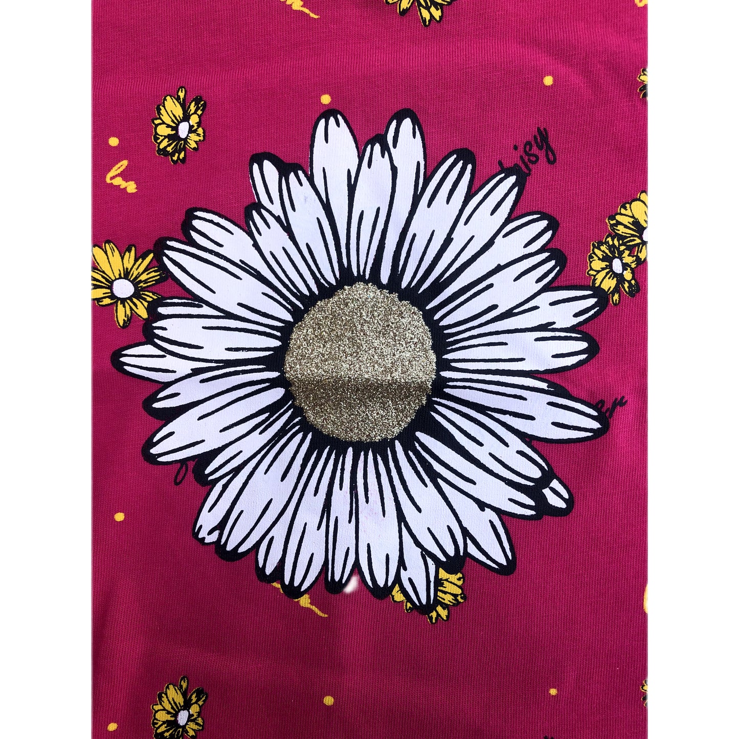 DAISY FLOWER GLITTER GRAPHIC T-SHIRT