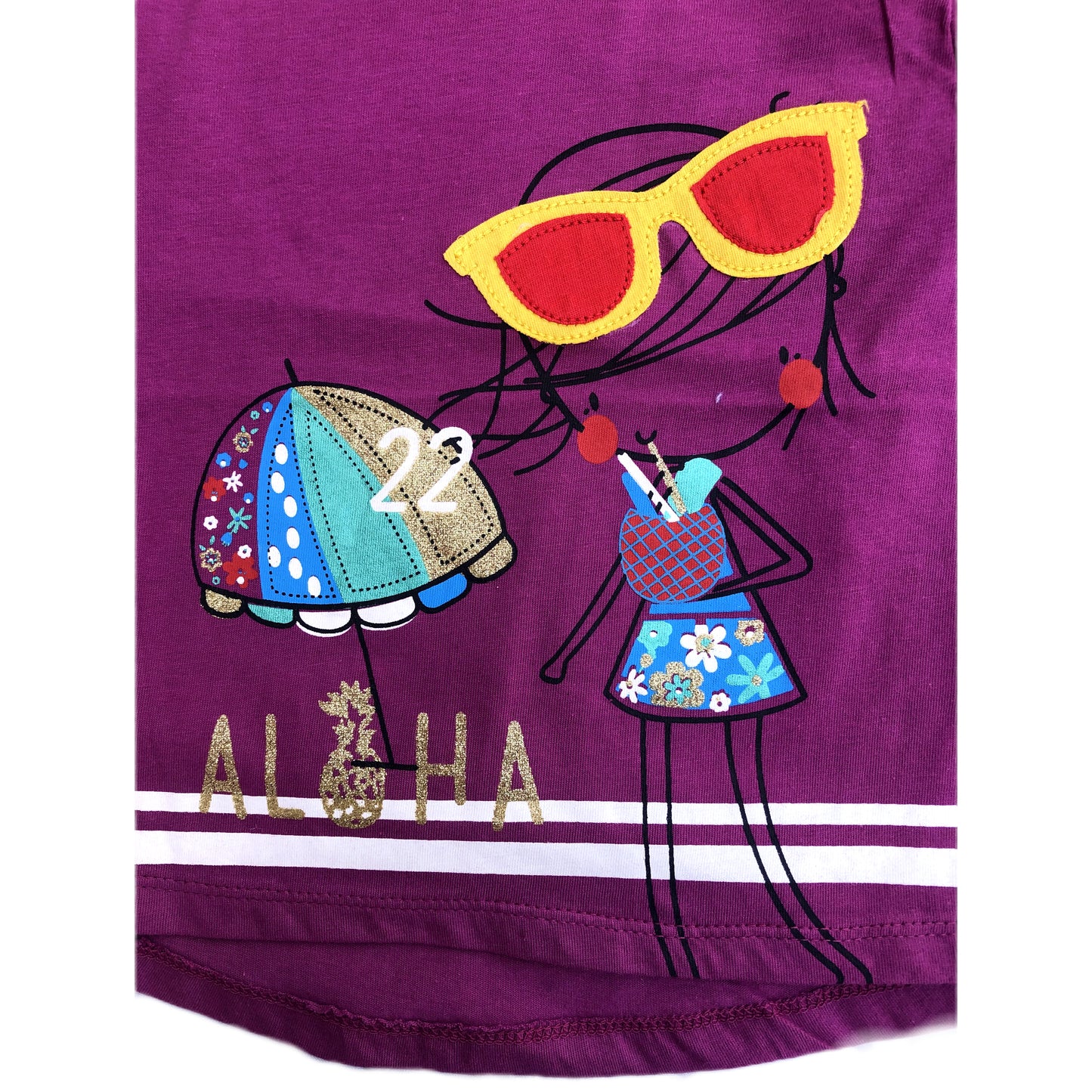 GIRL 3D GLITTER GRAPHIC T-SHIRT